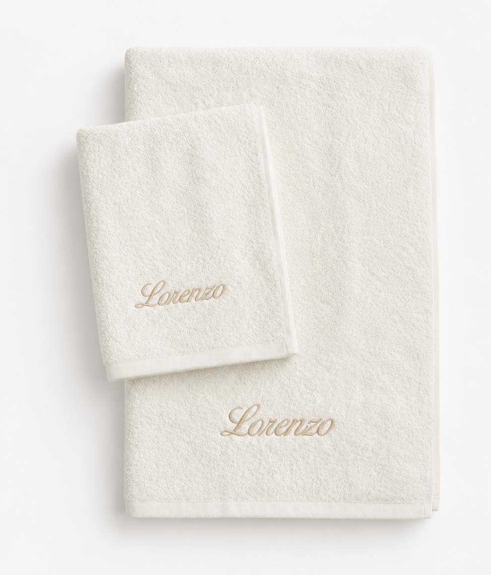 Set Asciugamani Personalizzati con Nome o Iniziali Ricamate – 100% Cotone