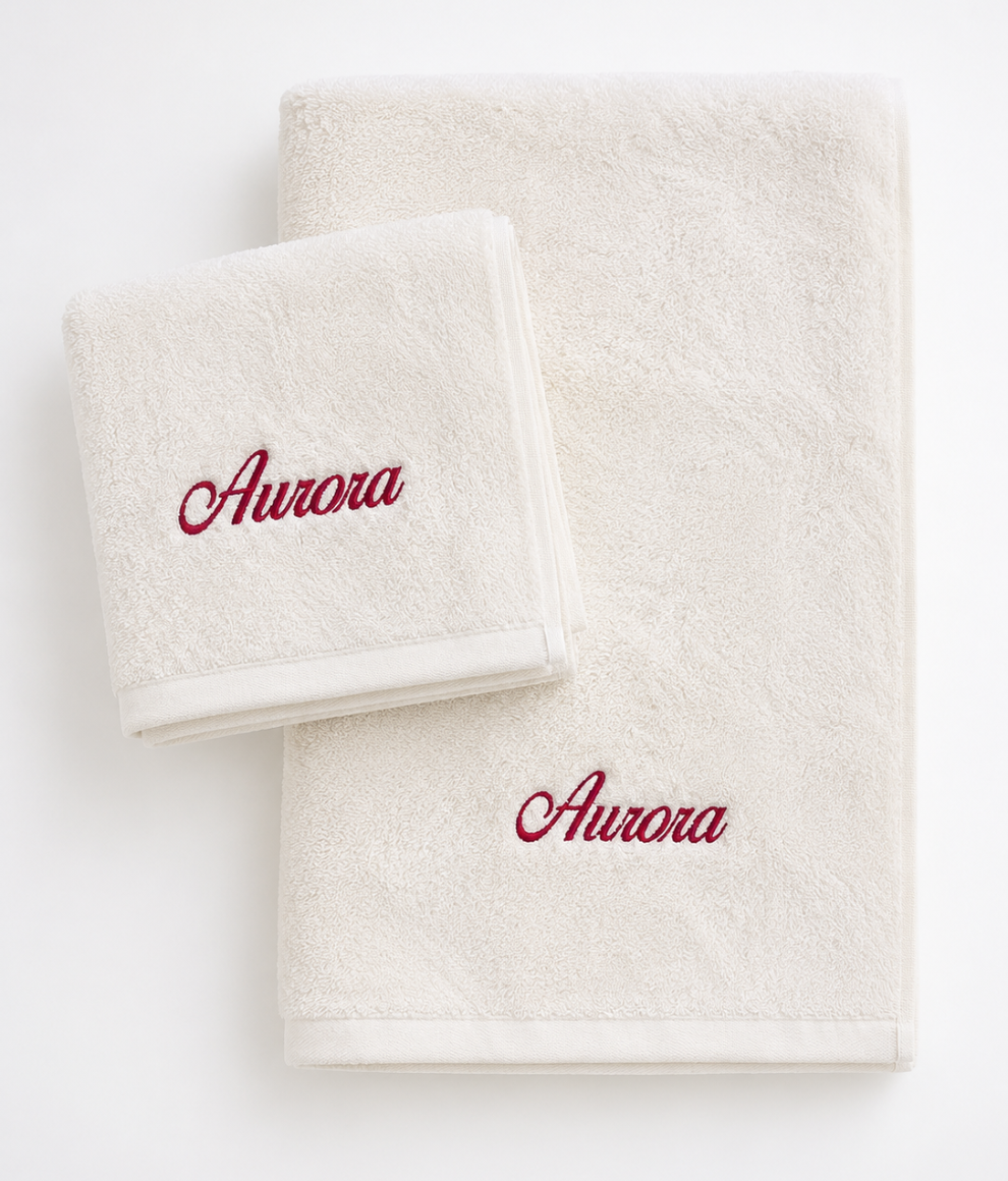 Set Asciugamani Personalizzati con Nome o Iniziali Ricamate – 100% Cotone